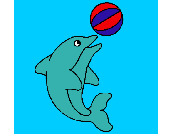 Dibujo Delfín jugando con una pelota pintado por antitto