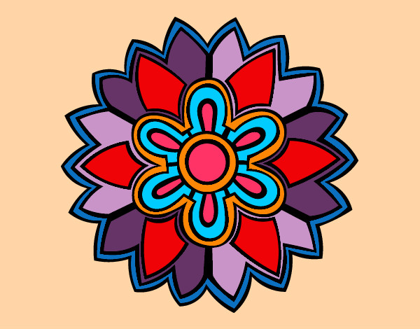 Dibujo Mándala con forma de flor weiss pintado por hpna