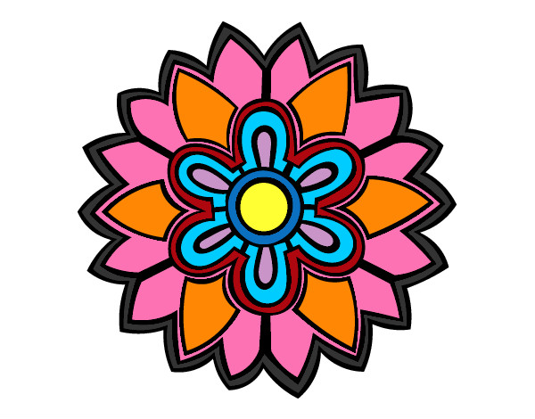 Dibujo Mándala con forma de flor weiss pintado por loliux