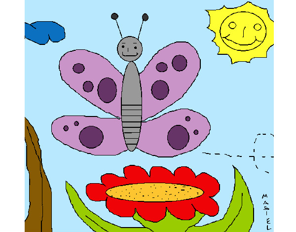 Dibujo Mariposa en el campo pintado por hpna
