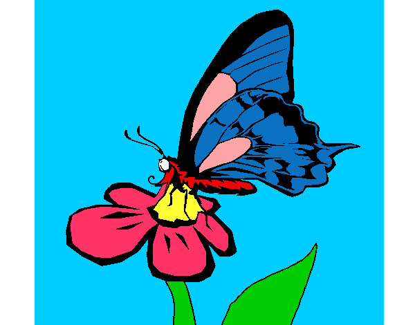 Dibujo Mariposa en una flor pintado por antitto