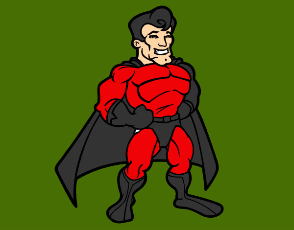 Dibujo Superhéroe musculado pintado por usuar