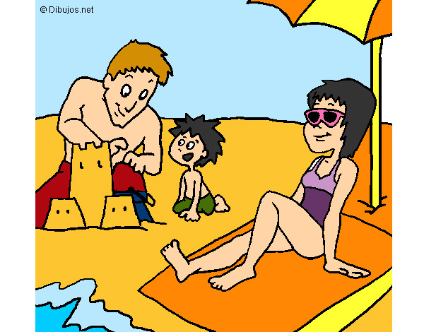 La familia en la playa