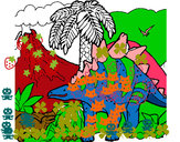 Dibujo Familia de Tuojiangosaurios pintado por hara_amar