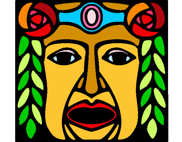 Dibujo Máscara Maya pintado por marteta