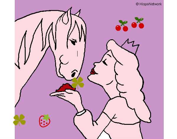 Dibujo Princesa y caballo pintado por JulietaR
