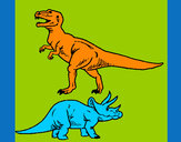Dibujo Triceratops y tiranosaurios rex pintado por Matiasg
