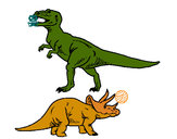 Dibujo Triceratops y tiranosaurios rex pintado por naelso