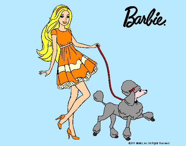 Dibujo Barbie paseando a su mascota pintado por lamorales