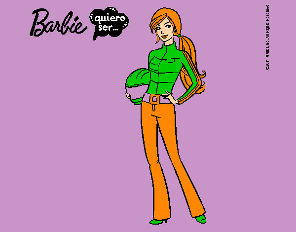 Dibujo Barbie piloto de motos pintado por lamorales