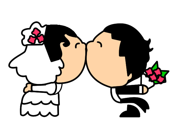 Dibujo Beso de recién casados pintado por pancha