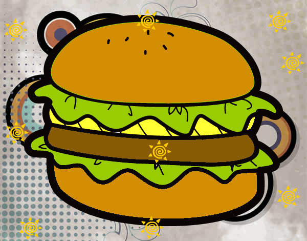 Dibujo Hamburguesa con lechuga pintado por kakkak