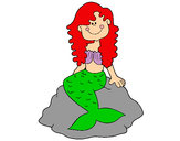 Dibujo Sirena sentada en una roca pintado por SIRENAS