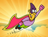 Dibujo Súper héroe volando pintado por juanymanu