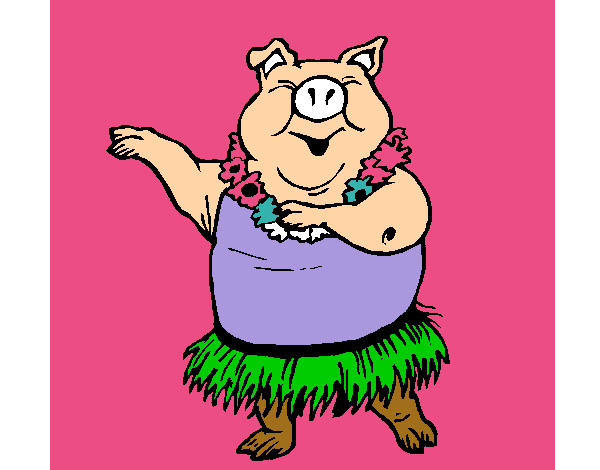 Dibujo Cerdo hawaiano pintado por Gocho