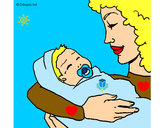 Dibujo Madre con su bebe II pintado por lucialulu