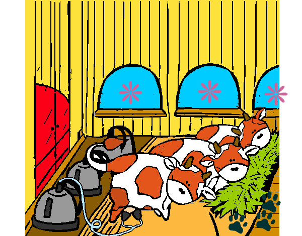 Dibujo Vacas en el establo pintado por Gocho