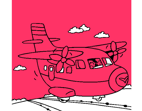 Dibujo Avión despegando pintado por jlcanela