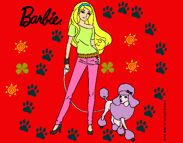 Dibujo Barbie con look moderno pintado por isha