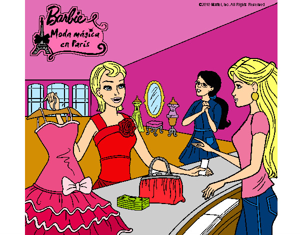 Dibujo Barbie en una tienda de ropa pintado por Liria2000