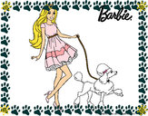 Dibujo Barbie paseando a su mascota pintado por cece123