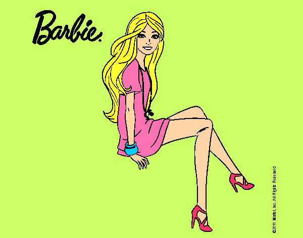 Dibujo Barbie sentada pintado por albota