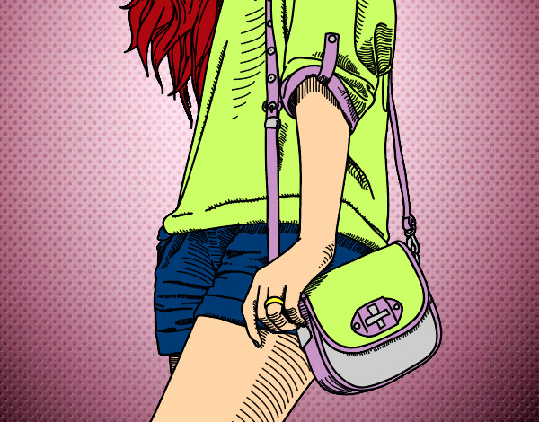 Dibujo Chica con bolso pintado por nerelis