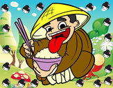 Dibujo Chino comiendo arroz pintado por sarita9