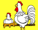 Dibujo Gallo y gallina pintado por lamorales