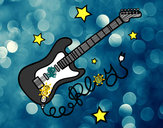 Dibujo Guitarra y estrellas pintado por Negrito