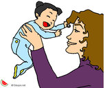 Dibujo Madre con su bebe 1 pintado por piitah