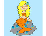 Dibujo Sirena sentada en una roca pintado por sarita9