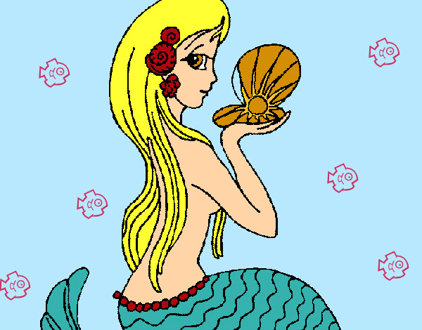 Dibujo Sirena y perla pintado por dianely