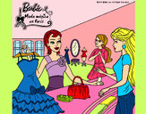 Dibujo Barbie en una tienda de ropa pintado por lamorales