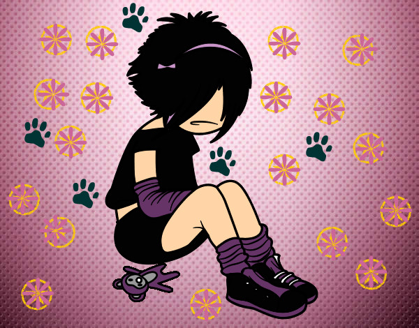 Dibujo Chica EMO pintado por alda24