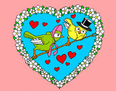 Dibujo Corazón con pájaros pintado por lamorales