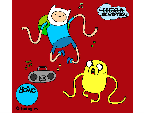 Dibujo Finn y Jake escuchando música pintado por Sergio00