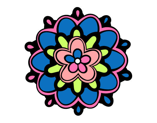 Dibujo Mándala con una flor pintado por camimedina