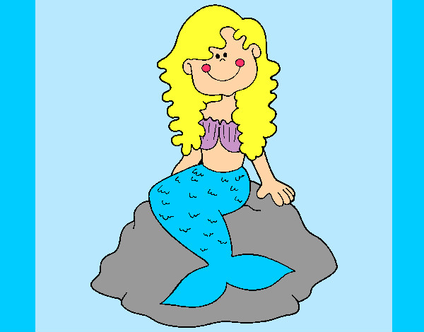 Dibujo Sirena sentada en una roca pintado por ximenitap