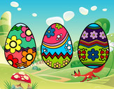 Dibujo Tres huevos de pascua pintado por manster