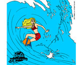 Dibujo Barbie practicando surf pintado por lamorales
