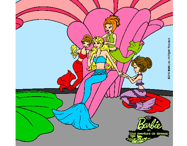 Dibujo Barbie princesa sirena pintado por hpna