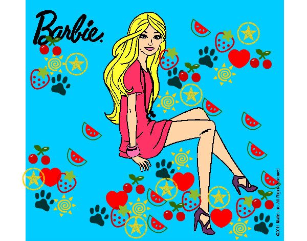 Dibujo Barbie sentada pintado por chaturras