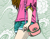 Dibujo Chica con bolso pintado por tkmlamejor