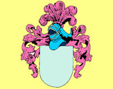 Dibujo Escudo de armas y casco pintado por kiroga