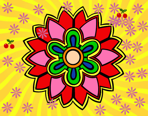 Dibujo Mándala con forma de flor weiss pintado por diana1234
