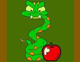 Dibujo Serpiente y manzana pintado por queyla