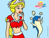 Dibujo Sirena con delfín pintado por lamorales