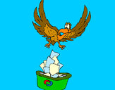 Dibujo Águila reciclando pintado por queyla