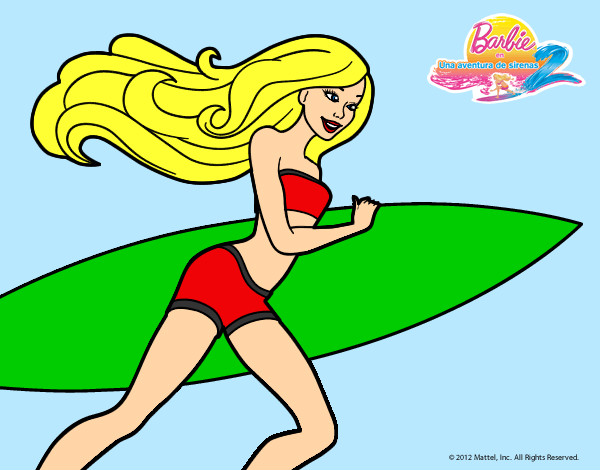 Dibujo Barbie corre al agua pintado por lamorales